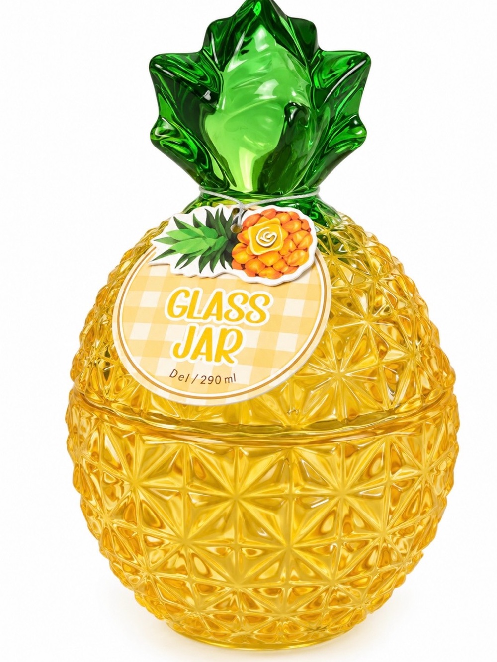 Pineapple Glass Jar Body Moisturizer Bottle - Yellow & Green